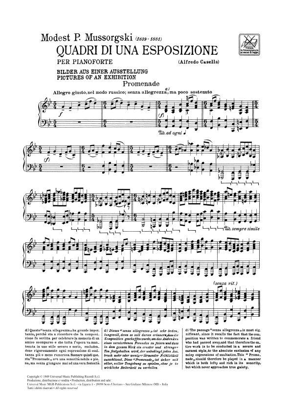 Quadri Di Un'Esposizione - Per Pianoforte - pro klavír